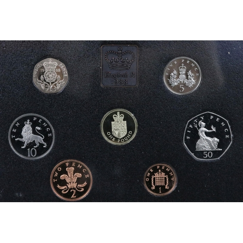 136 - A collection of eight Royal Mint brilliant uncirculated coin year sets to include 1971, 1982, 1989, ... 