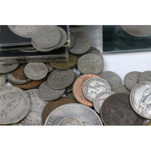 159 - A small collection of mainly British pre decimal coins to include pre 1920 and pre 1947 silver examp... 