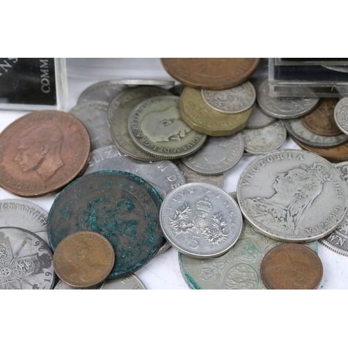 159 - A small collection of mainly British pre decimal coins to include pre 1920 and pre 1947 silver examp... 