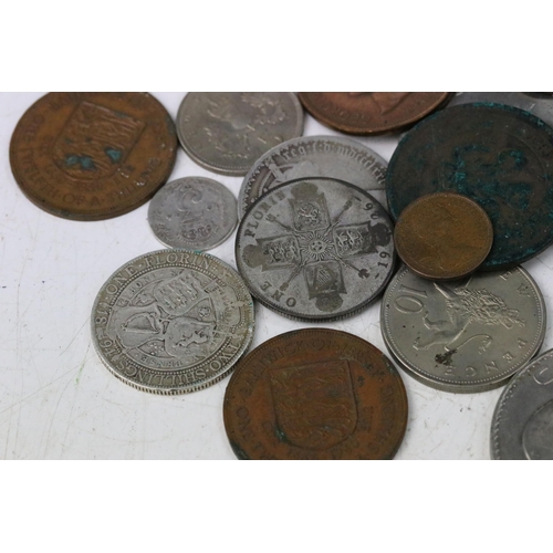 159 - A small collection of mainly British pre decimal coins to include pre 1920 and pre 1947 silver examp... 