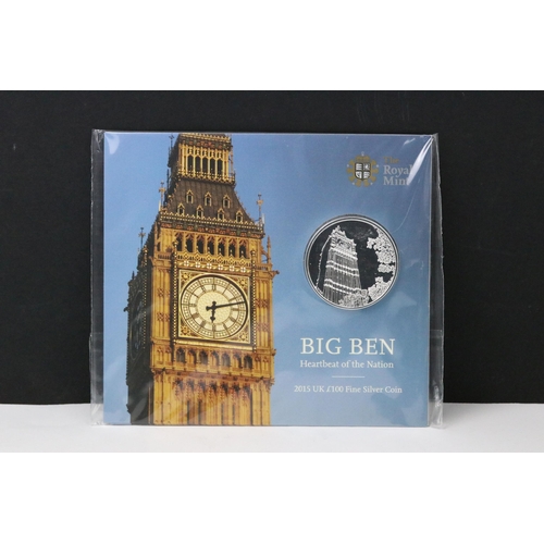 160 - A Royal Mint United Kingdom 2015 fine silver £100 coin within sealed Royal Mint packaging.