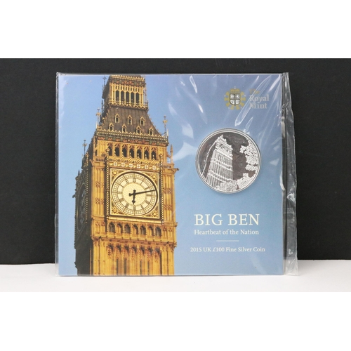 162 - A Royal Mint United Kingdom 2015 fine silver £100 coin within sealed Royal Mint packaging.