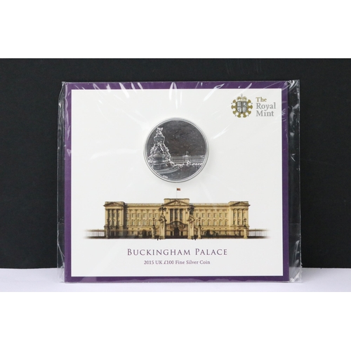 163 - A Royal Mint United Kingdom 2015 fine silver £100 coin within sealed Royal Mint packaging.