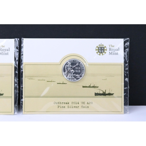 167 - Two Royal Mint United Kingdom Queen Elizabeth II 2014 fine silver £20 coin within original sealed Ro... 