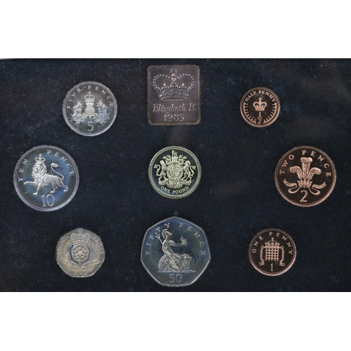 170 - A collection of six Royal Mint United Kingdom proof coin year sets to include 1983, 1984, 1985, 1983... 