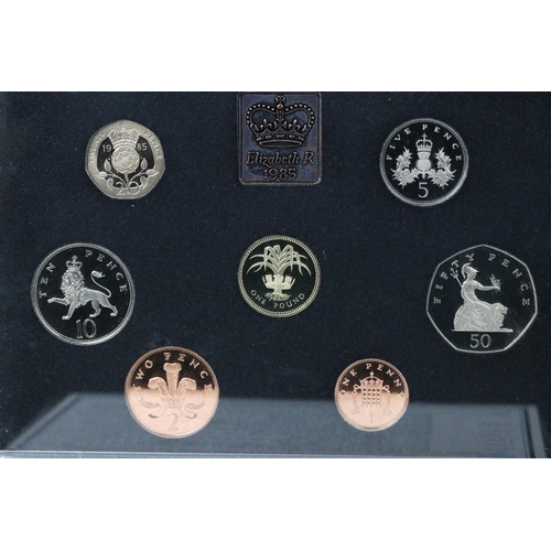 170 - A collection of six Royal Mint United Kingdom proof coin year sets to include 1983, 1984, 1985, 1983... 