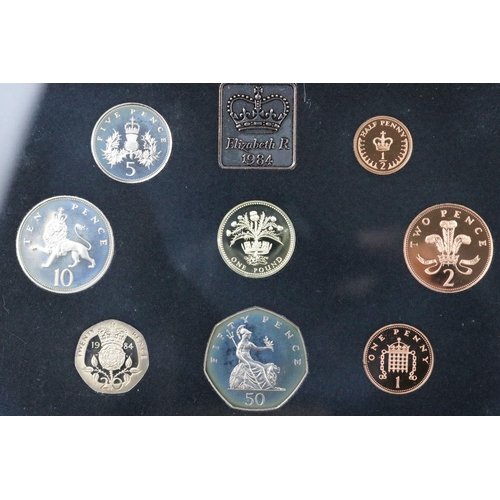 170 - A collection of six Royal Mint United Kingdom proof coin year sets to include 1983, 1984, 1985, 1983... 