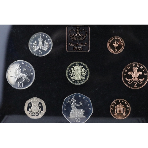 170 - A collection of six Royal Mint United Kingdom proof coin year sets to include 1983, 1984, 1985, 1983... 