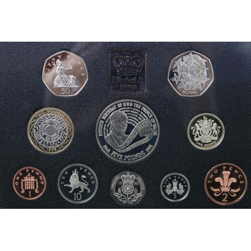 176 - A collection of six Royal Mint United Kingdom Queen Elizabeth II proof coin annual year sets to incl... 