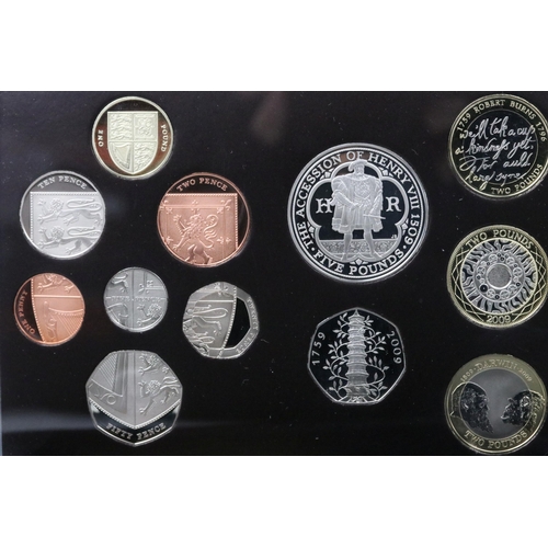 181 - The Royal Mint 2009 UK Proof coin year set to include the Kew Gardens fifty pence coin, complete in ... 