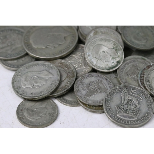 185 - A large collection of British pre decimal pre 1920 and pre 1947 silver coins to include a large quan... 