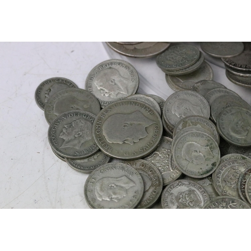 185 - A large collection of British pre decimal pre 1920 and pre 1947 silver coins to include a large quan... 