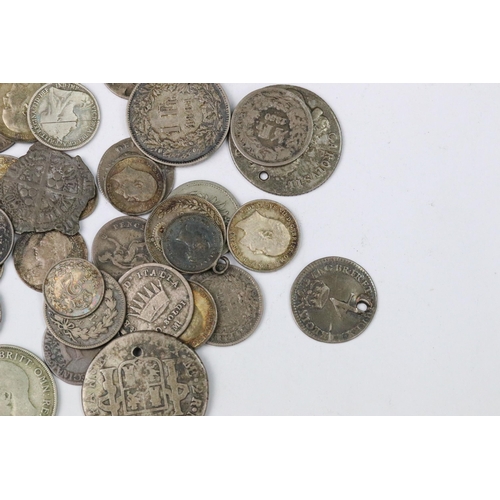 264 - A collection of mainly British pre decimal pre 1920 silver coins to include a selection of early mau... 