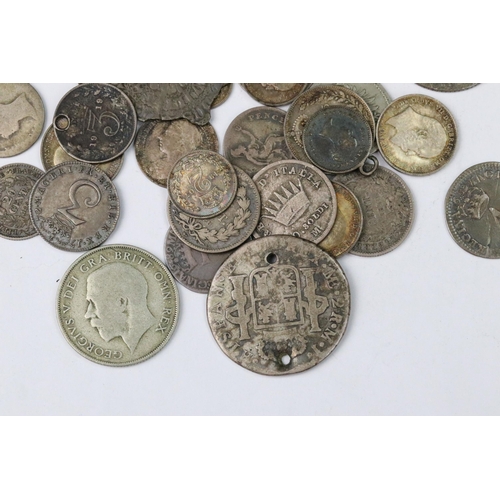 264 - A collection of mainly British pre decimal pre 1920 silver coins to include a selection of early mau... 