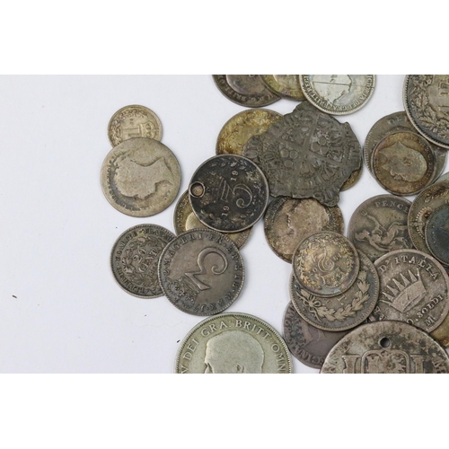 264 - A collection of mainly British pre decimal pre 1920 silver coins to include a selection of early mau... 