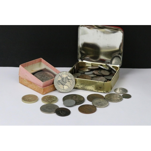 265 - A collection of mainly British pre decimal coins to include a Queen Victoria 1889 silver full crown ... 