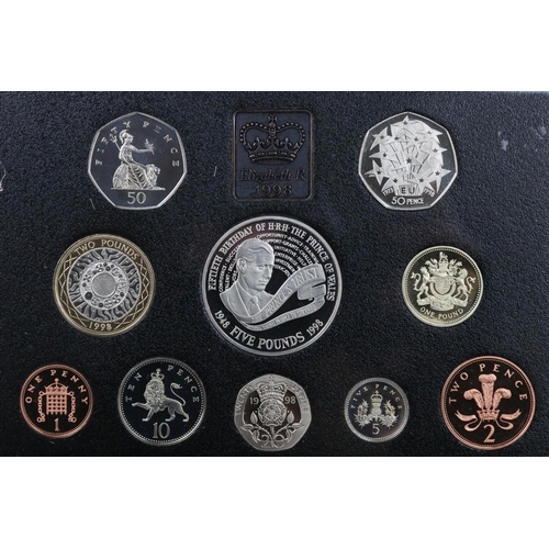 54 - A collection of six Royal Mint annual coin year sets to include brilliant uncirculated and proof exa... 