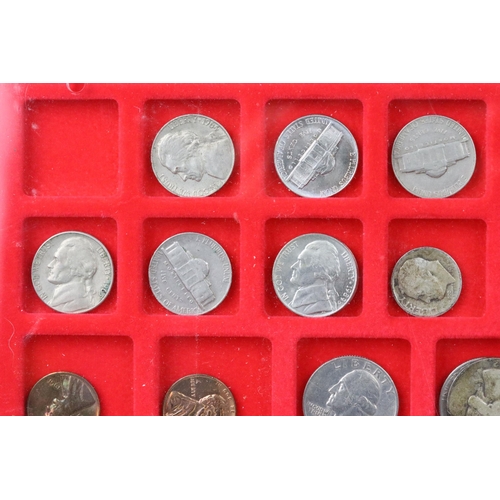 55 - A collection of United States of America coin contained within a Lindner collectors case.