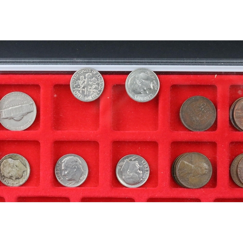 55 - A collection of United States of America coin contained within a Lindner collectors case.