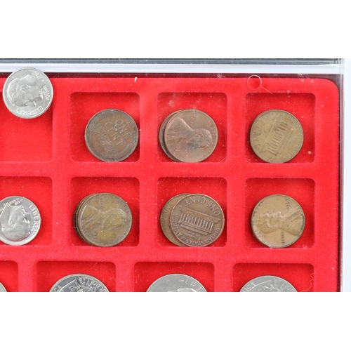 55 - A collection of United States of America coin contained within a Lindner collectors case.