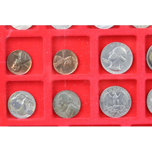 55 - A collection of United States of America coin contained within a Lindner collectors case.