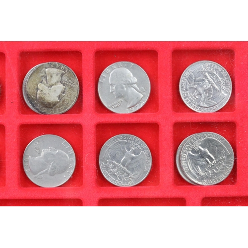 55 - A collection of United States of America coin contained within a Lindner collectors case.