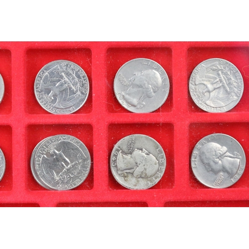 55 - A collection of United States of America coin contained within a Lindner collectors case.