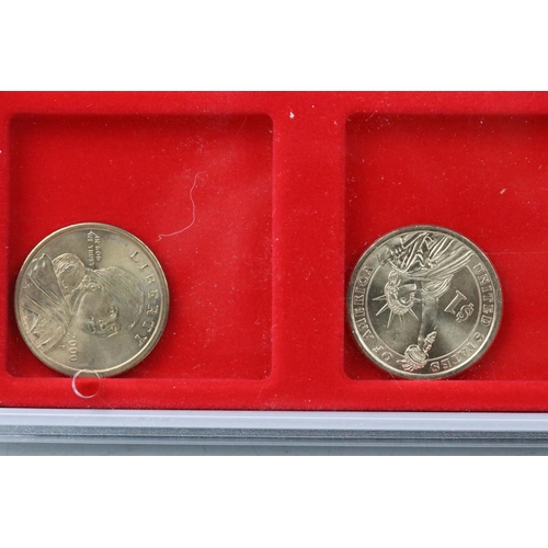 55 - A collection of United States of America coin contained within a Lindner collectors case.