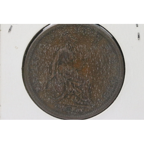 60 - Two Queen Victoria Bun pennies to include 1841 and 1854 examples together with a King George III 180... 