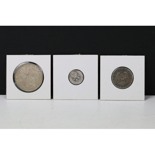 77 - A collection of British Queen Victoria pre decimal silver coins to include half crowns, gothic flori... 