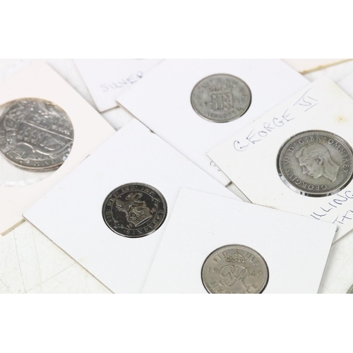 78 - A collection of British pre decimal silver King Edward VII, King George V and King George VI coins t... 