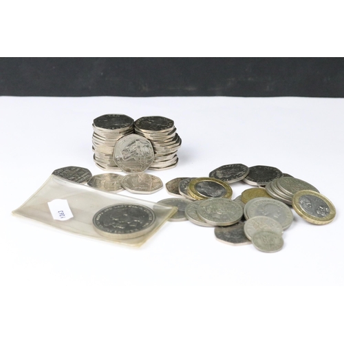 83 - A small collection of British decimal and pre decimal coins to include collectors 50p and £2 coins.