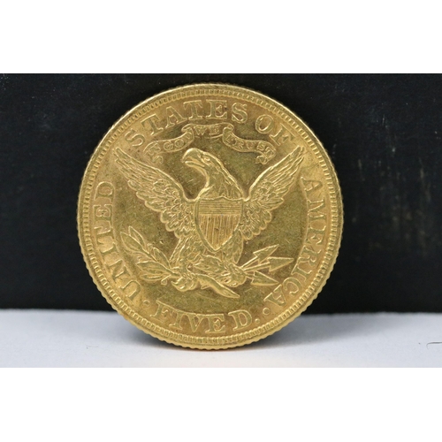 98 - A United States of America 1882 Liberty Head $5 dollar gold coin.