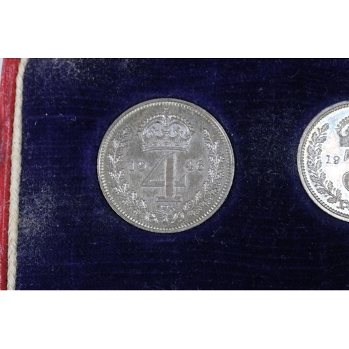 22 - A British Royal Mint King George VI 1946 silver Maundy four coin set within red fitted display case.