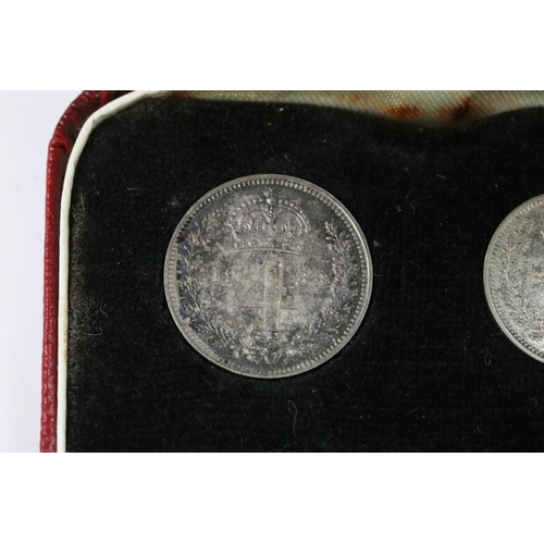 24 - A British Royal Mint King George V 1933 silver Maundy four coin set within red fitted display case.