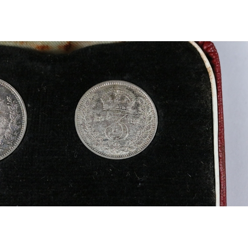 24 - A British Royal Mint King George V 1933 silver Maundy four coin set within red fitted display case.