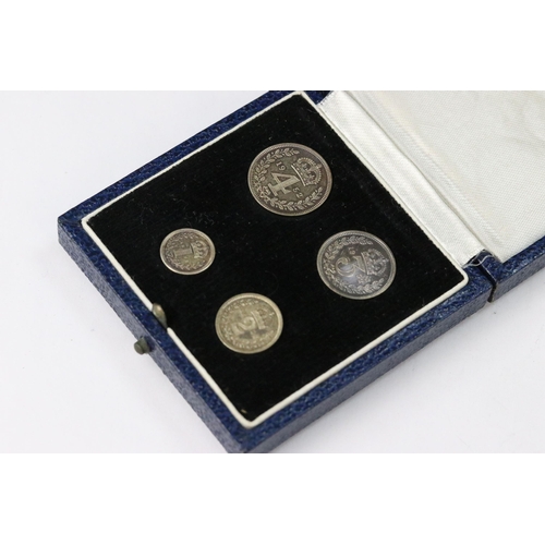 25 - A British Royal Mint King George VI 1952 silver Maundy four coin set within blue fitted display case... 