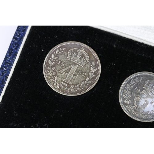 25 - A British Royal Mint King George VI 1952 silver Maundy four coin set within blue fitted display case... 