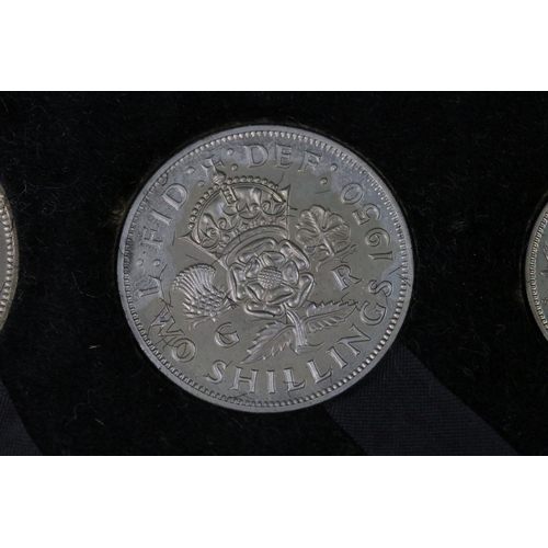 27 - A Royal Mint United Kingdom King George VI 1950 specimen proof coin set, nine coins within red fitte... 