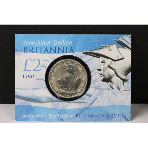 33 - Two British Royal Mint Britannia fine silver bullion 1oz coins.