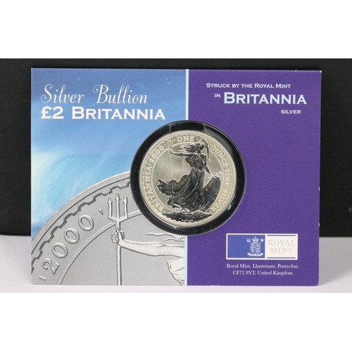 33 - Two British Royal Mint Britannia fine silver bullion 1oz coins.