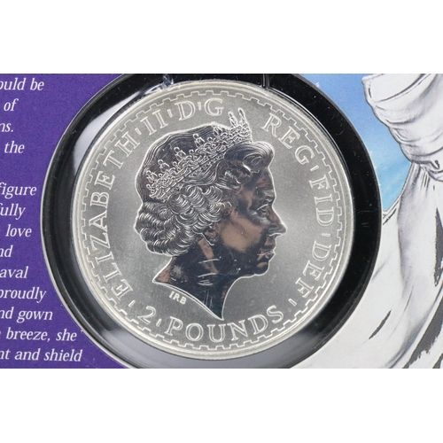 33 - Two British Royal Mint Britannia fine silver bullion 1oz coins.