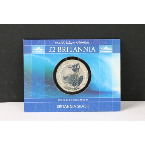 35 - Two British Royal Mint Britannia fine silver bullion 1oz coins.