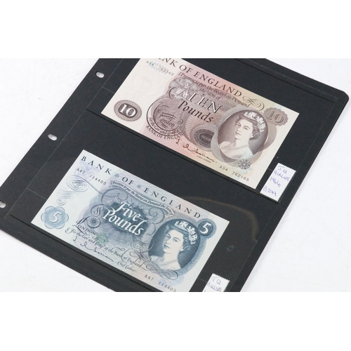 42 - A good collection of British Bank of England £5 and £10 banknotes with various chief cashier signatu... 