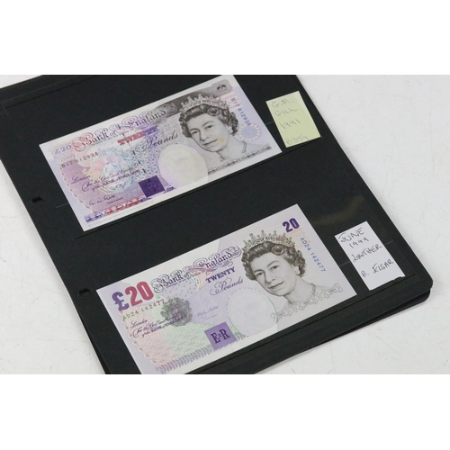 43 - A good collection of British Bank of England £20 and £50 banknotes with various chief cashier signat... 