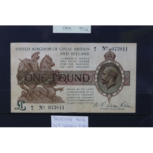 44 - A collection of four British King George V Bank of England banknotes to include £1 and 10 shilling e... 