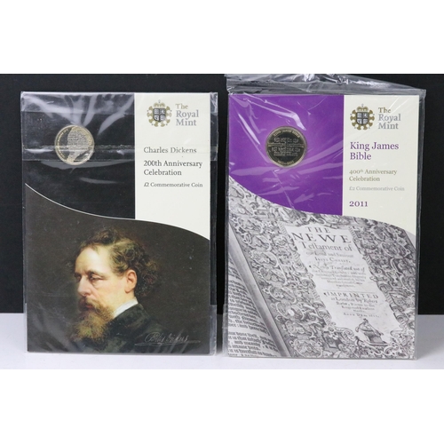 47 - A collection of sixteen British Royal Mint commemorative collectors £2 coin packs and covers to incl... 