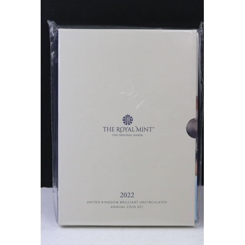 48 - Two British Royal Mint brilliant uncirculated annual coin sets to include 2021 and 2022 examples.