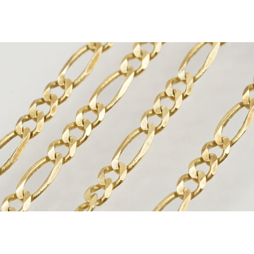 130 - 14ct gold figaro link necklace chain with lobster clasp. Marked 14k to jump link. Measures 24 inches... 