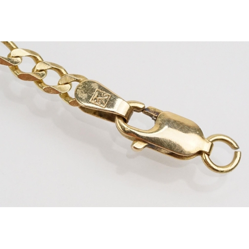 130 - 14ct gold figaro link necklace chain with lobster clasp. Marked 14k to jump link. Measures 24 inches... 